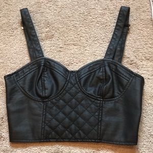 Crop pleather bra top